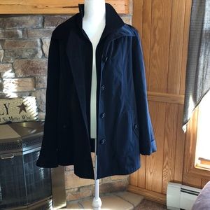 Lined and removable hood rain coat